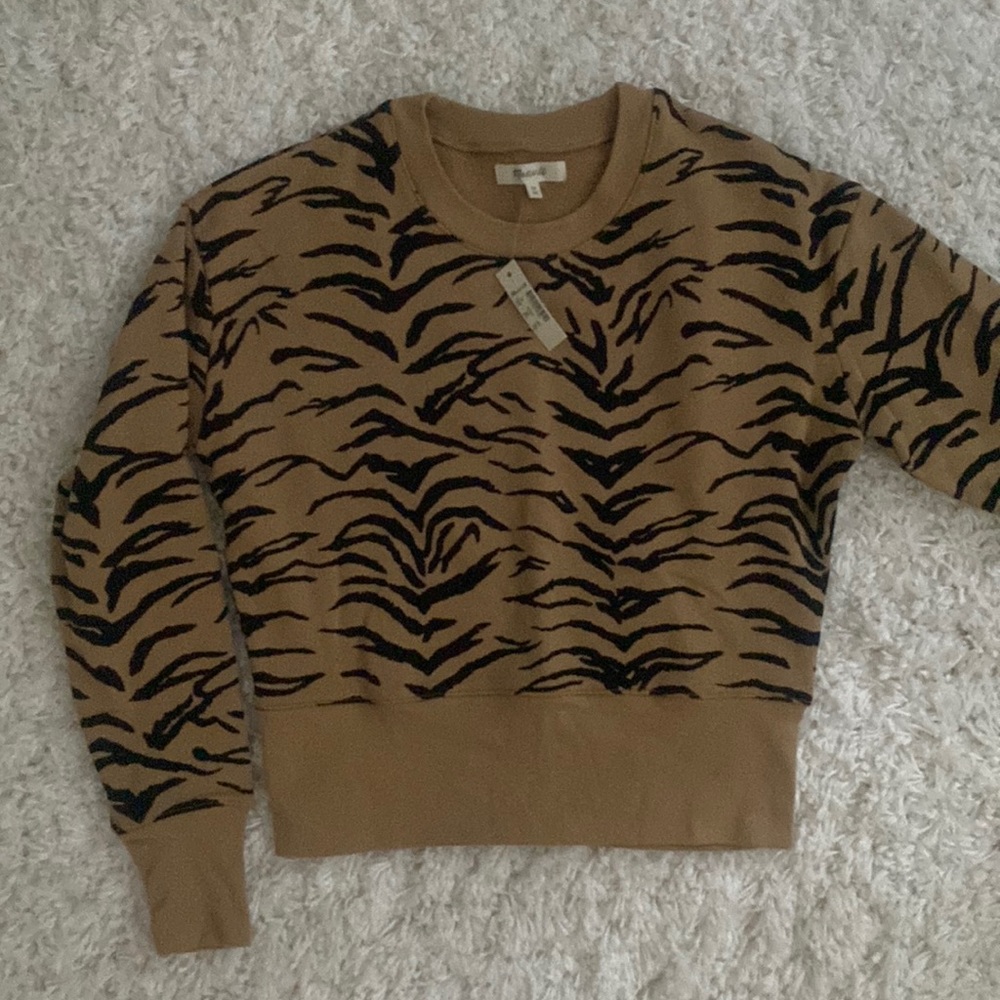 NWT Madewell Crop Sweatshirt XS Tiger Stripe